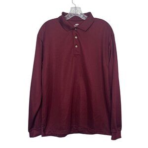 Top-FliteLong Sleeve Polo Shirt Mens Large Burgundy Golf Casual